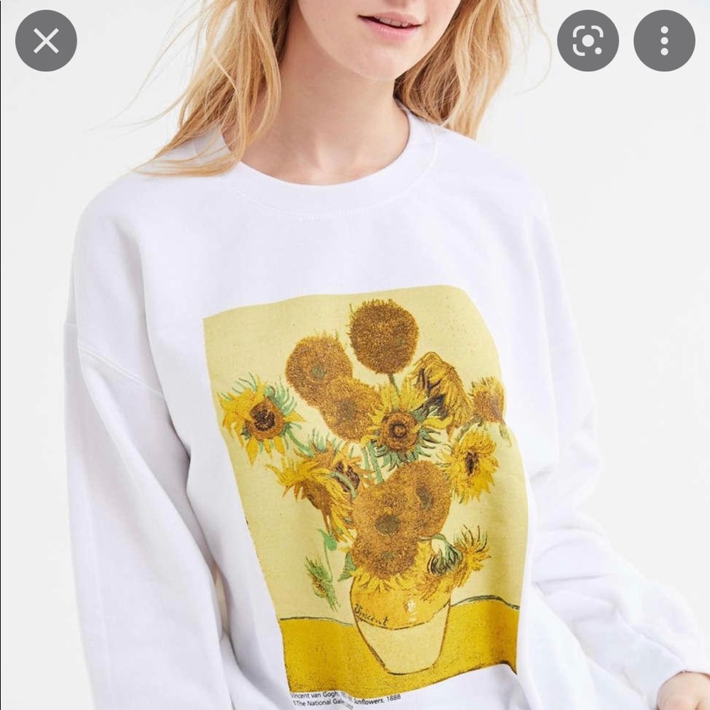 Urban outfitters cotton pullover Van Gough sunflower sweatshirt size small